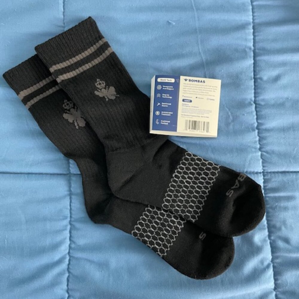 MEDIUM Bombas Socks x 10 pairs BUNDLE Half Calf Black NEW Womens ATHLETIC GOTH - Picture 6 of 10